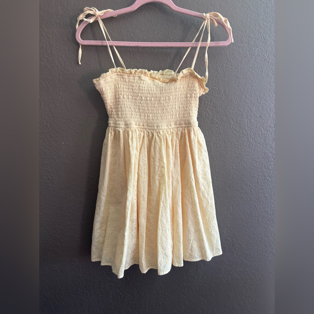 Windsor Pale Yellow Eyelet Smocked Sundress